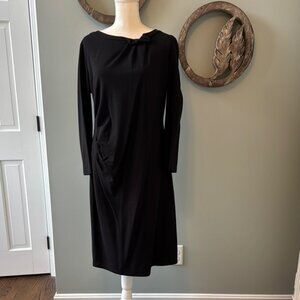Armani Collezioni Black Asymmetrical Long Sleeve Sheath Dress size 14